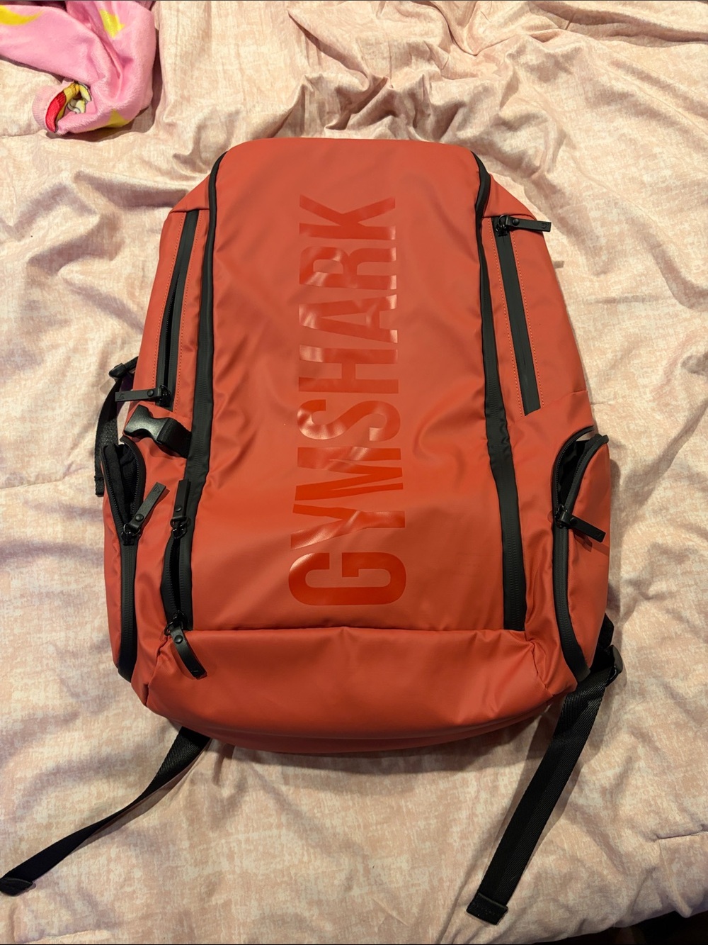 Gymshark Coral-Red Backpack with Black Trim - Picture 5 of 7